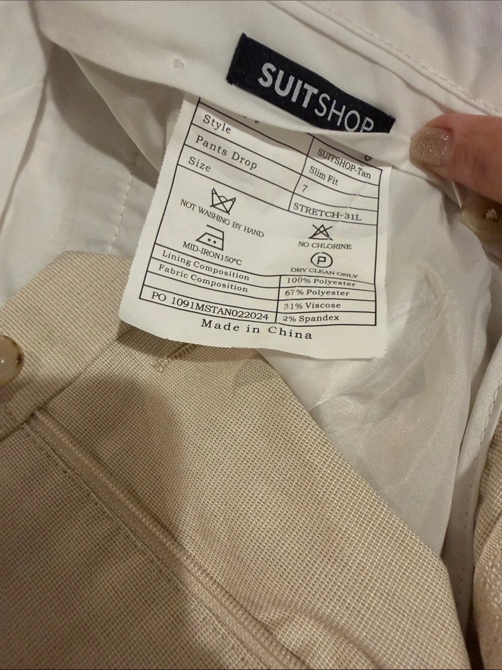 Men's Cream Two-Button Suit Jacket by